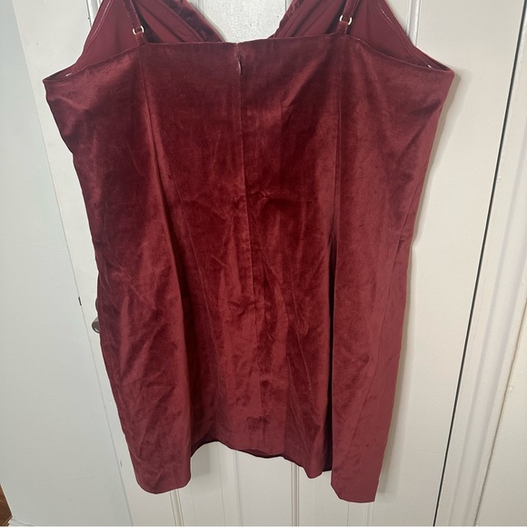 MICHAEL KORS Burgundy Velvet Mini Dress Velour Holiday Dark Valentines Plus 16 - Picture 5 of 8